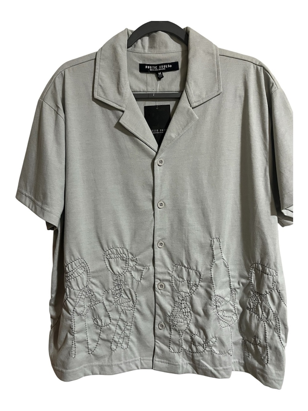 Rustic Souls Men's Short Sleeve Button-Up Embroidered Wine Bottle Small NWT